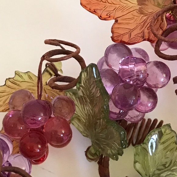 Candle Ring Wreath Fall Table Centerpiece Leaves Grapes Thanksgiving Fall Decor - Picture 14 of 16